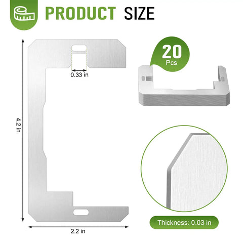 Product size diagram for 20 Pack Silver Wall Plate Spacers for Switches and Receptacles, 4.2 x 2.2 in dimensions shown.