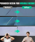 Comparison of windshield before and after using Upgrade Windshield Crack Repair Kit Pro Grade Resin For Chips And Small Cracks Quick Fix