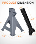 Dimensions of Beefy Two Ton Heavy Duty Steel Jack Stands Set For Cars Adjustable Height From 10.6 To 16.2 Inches Welded Frame