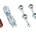 Raybestos H17422 parking brake hardware kit; assortment of springs, bolts, pins, gears, and a white lithium grease packet.