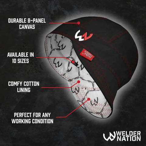 8 Panel Welding Beanie Cap For Protection 100% Cotton Duck Canvas Exterior Heavy Duty Welder Hat For Men Durable Comfortable Fit 10 Oz Workwear Cap No Unicorn Peak