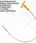 Stainless steel oil dipstick replacement with yellow handle for Hyundai Elantra 2011 2018 Sonata 2016 2018 Tucson 2014 2018 and Kia Forte engine oil level checks.