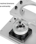 Superior Hollow Rotary Actuator For 86 Stepper Motor With Bulletproof Aluminum Body and No Fuss Belt Tuning, detailed view of CNC machined components.