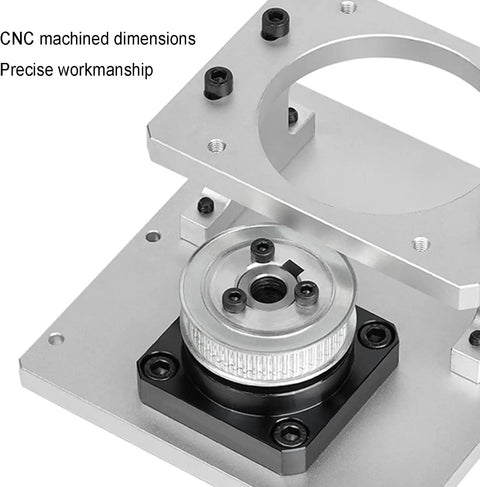 Superior Hollow Rotary Actuator For 86 Stepper Motor With Bulletproof Aluminum Body and No Fuss Belt Tuning, detailed view of CNC machined components.