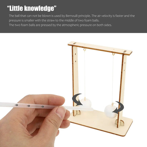 Hand demonstrating Bernoulli principle with Two-Piece Physics Experiment Kit For Students, Engaging Science Tools For Classroom And Home Learning.