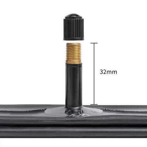 32mm Schrader valve on 2 Pack 18 Inch Heavy Duty Bike Tubes 18x2.10 To 18x2.50 AV32mm Schrader Valve 52 By 64 By 355 Inner Tubes