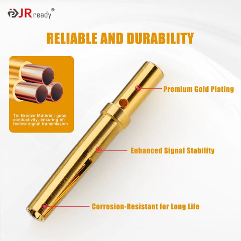 Top Notch 20 AWG Gold Plated DB9 Pins Sockets With Crimp Terminals And Pin Removal Tool For DRK-D Sub Connectors, showcasing premium gold plating.