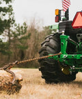 Dual Design Gooseneck Tractor Trailer Hitch With Hay Bale Spear Charcoal Frame Two Inch Receiver Mount And Two Five Sixteenth Inch Gooseneck Ball attached to tractor