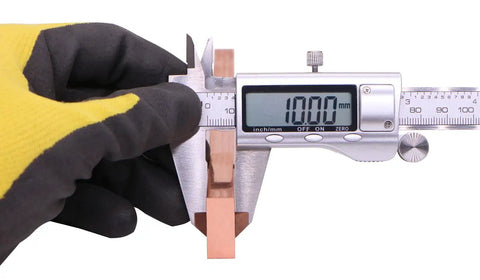 Measuring 3/8 inch thickness of Copper Flat Bar 3/8 By 1 By 6 Inch C110 Solid For Diy Craft Milling Lathe Knife Making And Hobby Projects