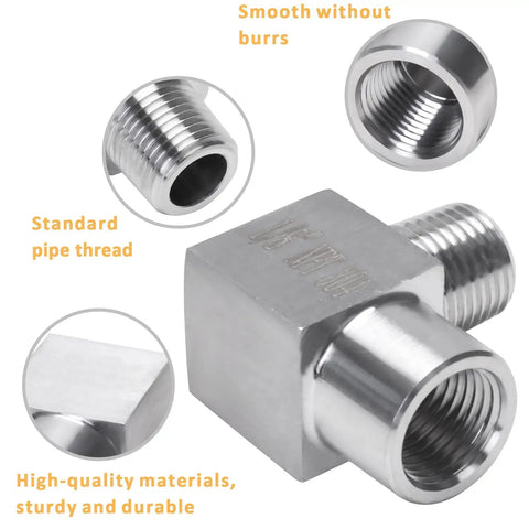Heavy Duty Stainless Steel 304 90 Degree Street Elbow Fitting Pack Of Two One Eighth Inch NPT Male To Female, corrosion resistant