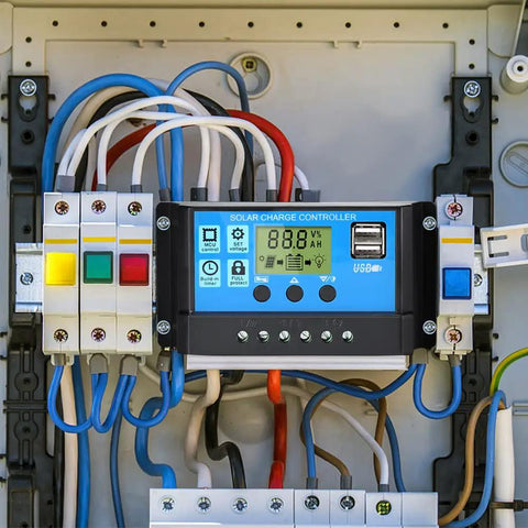 30A PWM Solar Charge Controller for 12V and 24V Systems with LCD Display and Dual USB Ports, auto parameter adjustment