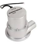 Compact Water Turbine Hydroelectric Generator With Permanent Magnet Brushless Motor Genny For Off Grid Power From Small Streams And Quiet Rivers Ready To Install, top view of silver cylindrical unit
