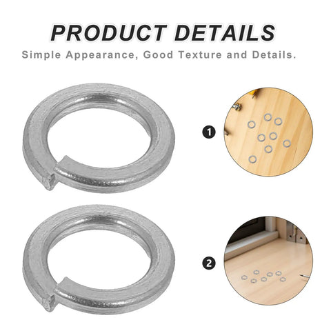 Heavy Duty Steel Split Lock Washers Stainless M6 Fastener Hardware 300 Pack displayed close-up on a white background.
