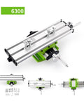 Durable Metal Bench Drill Vise With X And Y Coordinate Adjustment. Top view of a sliding table fixture for woodworking and DIY.