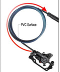 Hella Smooth Hydraulic Disc Brake Kit For Ebikes And Mountain Bikes With Top Shelf Aluminum Build Badass Piston Power Off System Fits 160 Mm Rotors Black Finish showing PVC surface cable and brake caliper.