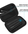 Open black Hard EVA Carrying Case For Samsung T7 Shield T7 And T7 Touch Portable SSDs showing mesh pocket and groove