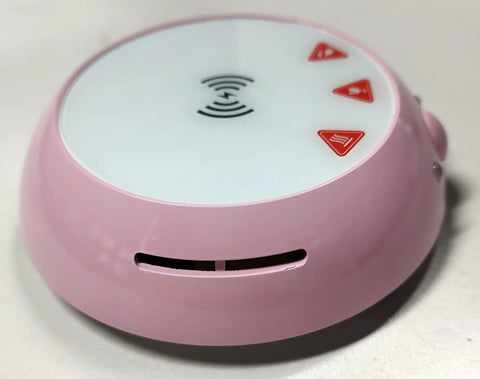 Top Shelf Electric Coffee Mug Warmer With Smart Temp Controls And Four Hour Auto Shutoff in pink color with LED controls.