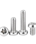 Premium Top Shelf Pan Head Machine Screws Made From Tough Rust Proof 304 Stainless Steel Phillips Cross Drive Bolts in various lengths.