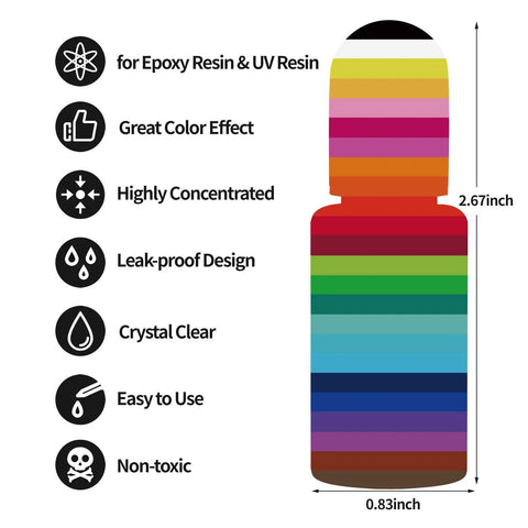Next Level Epoxy Resin Pigments 24 Color Set Non Toxic Liquid Dye Straight Up Premium Tones For Jewelry Crafting And Art Supplies Concentrated Coloring Vials With Zero Hassle Mixing