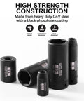 Impact Socket Set 54 Piece Quarter Inch Drive, 6 Point, SAE and Metric, includes various sizes showing chrome vanadium steel
