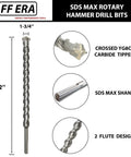 FF ERA SDS Max rotary hammer drill bit, 1-3/4 in x 22 in, carbide tipped, two-flute design with SDS Max shank