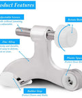 Close-up of Heavy Duty Door Stops 8 Pack Adjustable Hinge Pin Metal With Rubber Bumper Tips Silver features adjustable screws and rubber stop.