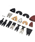 Wood Oscillating Multitool Blade Kit All-In-One 88 Piece Set with various blades and sandpapers for cutting and sanding wood and plastic.