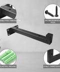 Multipurpose Black Steel Shelf Brackets For Garage, Kitchen And Workshop with durable L-shape support and pre-drilled holes