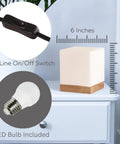 Square Glass Desk Lamp Cube LED Light With Warm 2700K Lit Glow 6W Bulb For Reading Bedside Nightstand Accent Cozy Mini Bookshelf Lamp Modern Glass Cube Accent Light For Home Decor And Desk with in-line on/off switch