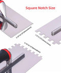 Heavy Duty Square Notched Trowel Set 3 Piece Kit For Tile Adhesive And Mortar Spreading On Walls And Floors Notch Sizes 5/32