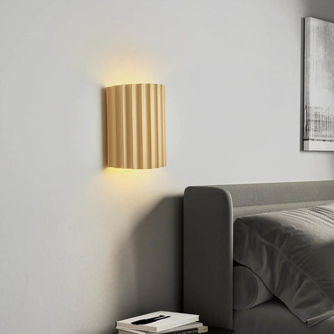 Indoor Hardwired Up and Down Cream Wall Sconce Set of 2 Modern LED 3000K on wall above bed in cozy bedroom.