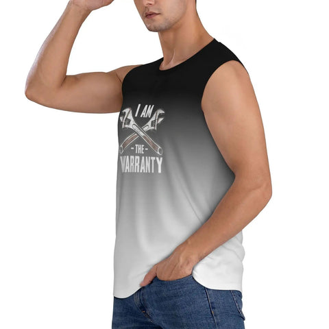 Premium Full Print Men Sleeveless Tank Top With Dope Funny Mechanic Graphic Tee Ultra Light Cooling Fabric Relaxed Fit Workout Vest For Daily Grind And Summer Vibes, featuring a mechanic graphic on a gradient shirt.