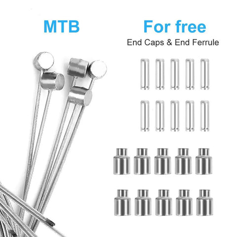 Dope 10 Piece Bike Brake Cable Kit With End Caps And Ferrules For Mountain Bikes Zinc Coated Cables and components display