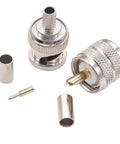 Close-up of UHF male connectors and pin from Coaxial Cable Tool Kit With Heavy Duty BNC Crimp Tool And 8 BNC And UHF Male Connectors