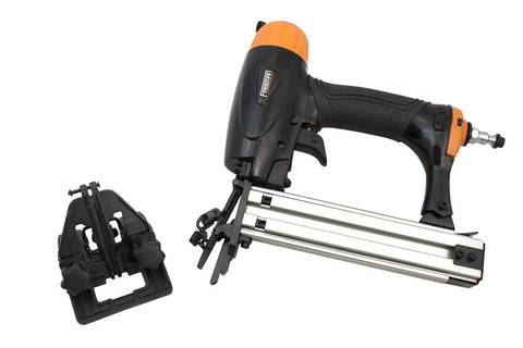 Pro Grade Pneumatic 20 Gauge L Cleat Flooring Nailer For Tongue And Groove with 45° base attachment shown separately