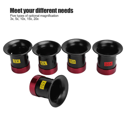 Watchmakers Loupe Set With 3X 5X 10X 15X And 20X Magnifiers Aluminum Alloy Construction for precise crafting
