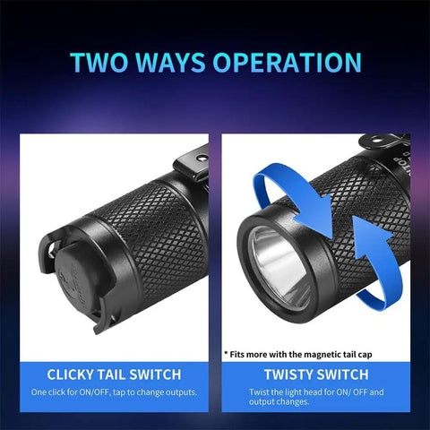 Tool AA Two Point Zero EDC Flashlight Like A Boss Pocket Sized Keychain Torch With 650 Lumens Of XPL HD Power Two Switch Options