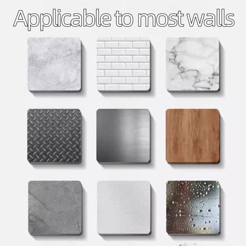 Image showing various wall surfaces for 24 Pack Heavy Duty Self Adhesive Hooks Transparent Reusable Waterproof Wall Hangers No Damage