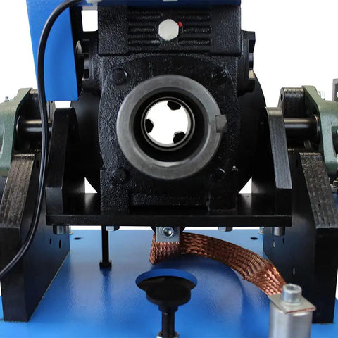 Heavy Duty Rotary Welding Turntable With Eight Inch Chuck And Zero To Ninety Degree Tilt Base showing motor assembly details.