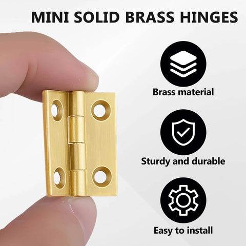 Straight Up Solid Premium Mini Brass Hinges For Cabinets And Drawers Rustproof Antique Hardware Fits Jewelry Boxes Wood Crates Built Tough 8 Pack One Inch