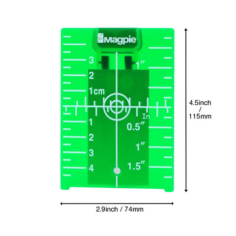 Green Target Card Plate For Laser Alignment With Magnetic Slim Profile Inch And Centimeter Scale High Visibility For Red And Green Lasers