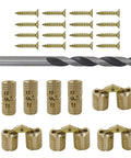 Gold Brass Barrel Hinge Set 8 Count Concealed Cabinet Hinges 8mm Includes 16 Screws And 8mm Drill Bit Built Tough Rust Resistant Premium Brass