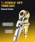 Heavy Duty Locking Air Chuck And Ball Tire Inflator Set Built From Brass And Built To Last With One Quarter Inch NPT Quick Connect