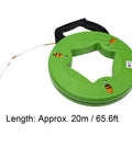 Heavy Duty Manual Wire Puller 65 Foot Flexible Polyester Cord With Smooth Spring Roller Head for cable fishing and snaking.