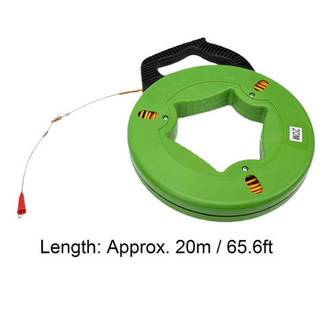 Heavy Duty Manual Wire Puller 65 Foot Flexible Polyester Cord With Smooth Spring Roller Head for cable fishing and snaking.