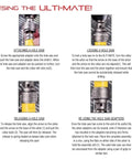 Instructional guide on using the Ulti-Mate with images for attaching, locking, releasing, and reusing a hole saw adapter.
