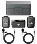 Plug-And-Play All In One Wireless Microphone System With 2 Transmitters And 1 Receiver, Dope Noise Cancelling For iPhone Android And Cameras, Includes Charging Case, Lavalier Mics, Cables, Windscreens, Clips, USB Cable, And Carrying Bag