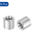 Shop Grade Round Weld Nuts M5 Thread With 8 Millimeter Collar For No Sweat Frame Mods And Furniture Upgrades Ready To Thread Bung Female Inserts Made From Solid Rust Proof 201 Stainless Steel Twenty Piece Pack, two M5 stainless steel weld nut inserts.
