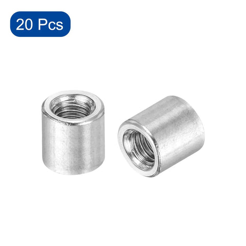 Shop Grade Round Weld Nuts M5 Thread With 8 Millimeter Collar For No Sweat Frame Mods And Furniture Upgrades Ready To Thread Bung Female Inserts Made From Solid Rust Proof 201 Stainless Steel Twenty Piece Pack, two M5 stainless steel weld nut inserts.