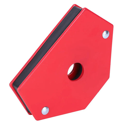 Heavy Duty Magnetic Welding Magnet Right Angle Holder With 25 Lbs Strong Holding Power for metal positioning tasks, red design.